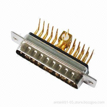 High-power D-sub Connector, Coaxial 21W1 R/A PCB Male DIP Type, OEM and ODM Orders Welcomed